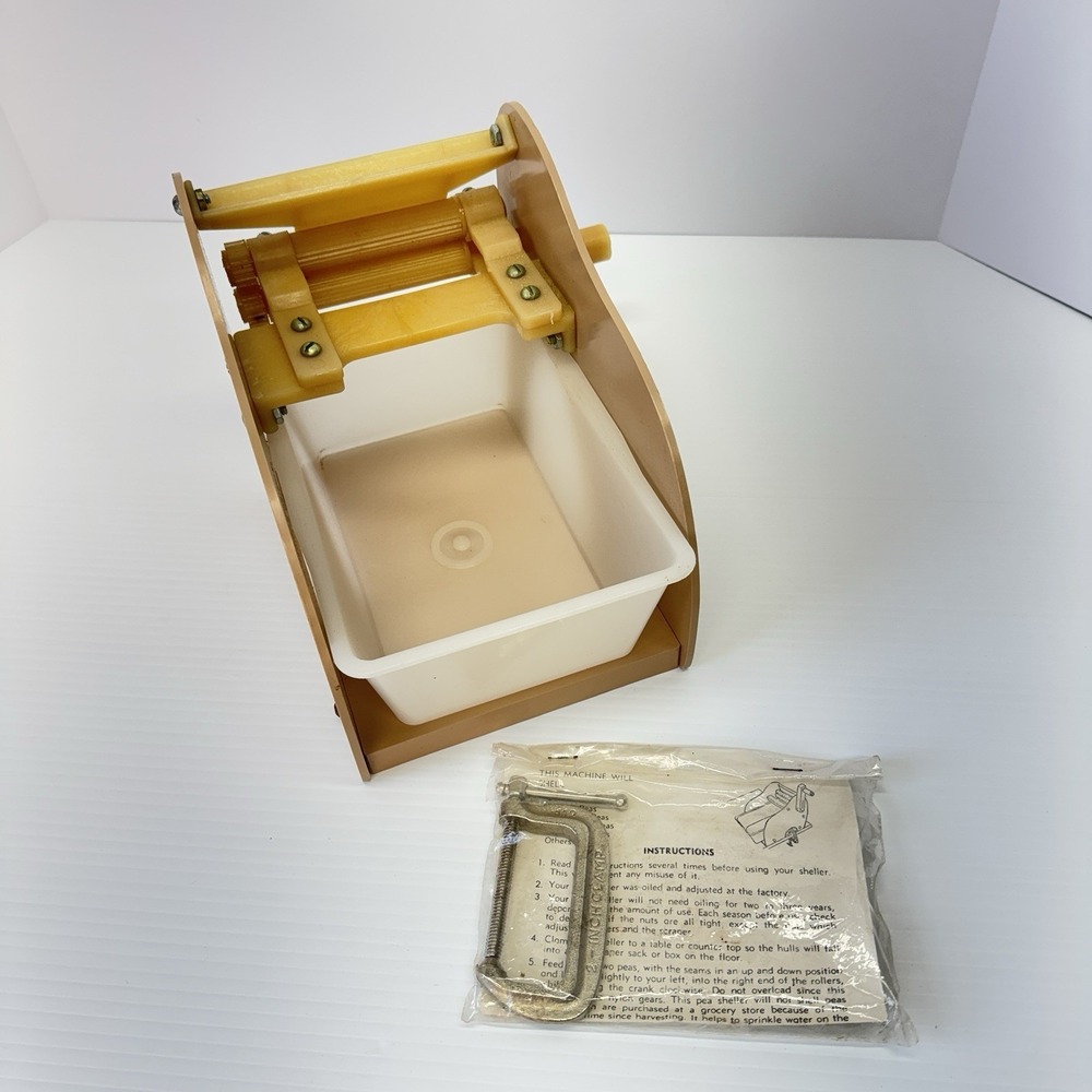 Cane River Miniature Delux Wooden Pea Sheller Manual Hand Crank Louisiana